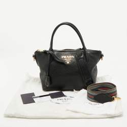 Pre Owned Prada Black Vitello Daino Leather Small Satchel