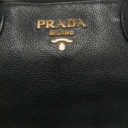 Pre Owned Prada Black Vitello Daino Leather Small Satchel