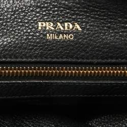 Pre Owned Prada Black Vitello Daino Leather Small Satchel