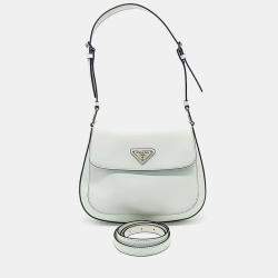 Prada White Leather Cleo Tote and Shoulder Bag