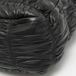 Pre Owned Prada Black Gaufre Leather Chain Tote