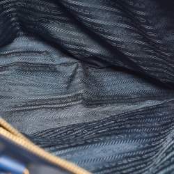 Pre Owned Prada Blue Saffiano Lux Leather Extra Large Galleria Double Zip Tote