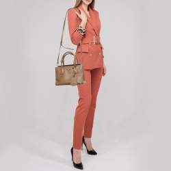 Pre Owned Prada Brown Saffiano Cuir Leather Twin Turnlock Tote