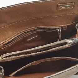 Pre Owned Prada Brown Saffiano Cuir Leather Twin Turnlock Tote