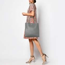 Pre Owned Prada Grey Ostrich Leather Tote