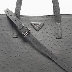 Pre Owned Prada Grey Ostrich Leather Tote