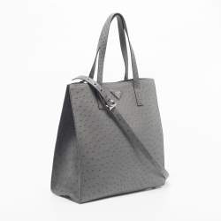 Pre Owned Prada Grey Ostrich Leather Tote