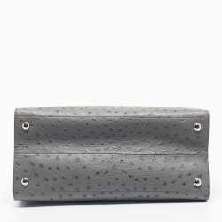 Pre Owned Prada Grey Ostrich Leather Tote