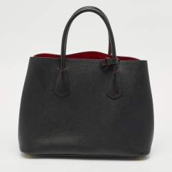 Pre Owned Prada Black Saffiano Cuir Leather Medium Double Handle Tote