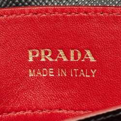 Pre Owned Prada Black Saffiano Cuir Leather Medium Double Handle Tote