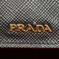 Pre Owned Prada Black Saffiano Cuir Leather Medium Double Handle Tote