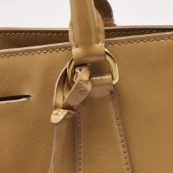 Pre Owned Prada Tan Saffiano Patent Leather Gardener's Tote