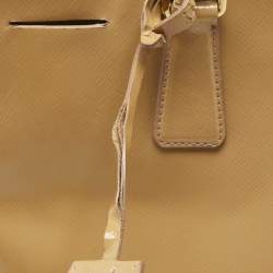 Pre Owned Prada Tan Saffiano Patent Leather Gardener's Tote