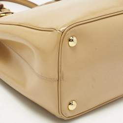 Pre Owned Prada Tan Saffiano Patent Leather Gardener's Tote