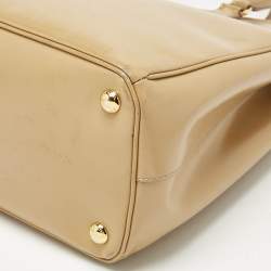 Pre Owned Prada Tan Saffiano Patent Leather Gardener's Tote