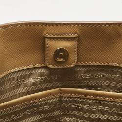 Pre Owned Prada Tan Saffiano Patent Leather Gardener's Tote
