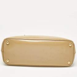 Pre Owned Prada Tan Saffiano Patent Leather Gardener's Tote