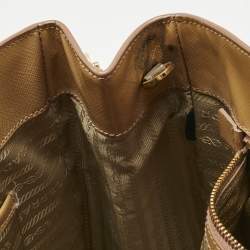 Pre Owned Prada Tan Saffiano Patent Leather Gardener's Tote