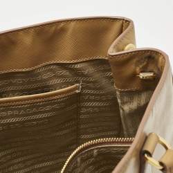 Pre Owned Prada Tan Saffiano Patent Leather Gardener's Tote