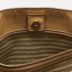 Pre Owned Prada Tan Saffiano Patent Leather Gardener's Tote
