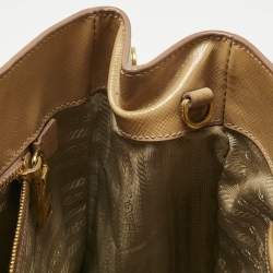 Pre Owned Prada Tan Saffiano Patent Leather Gardener's Tote