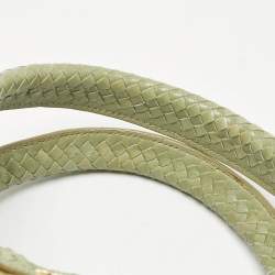 Pre Owned Prada Light Green Madras Leather Woven Tote