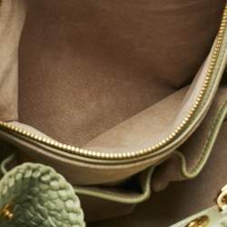 Pre Owned Prada Light Green Madras Leather Woven Tote