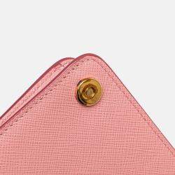 Pre Owned Prada Pink Saffiano Lux Wallet on Chain