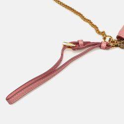 Pre Owned Prada Pink Saffiano Lux Wallet on Chain
