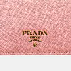 Pre Owned Prada Pink Saffiano Lux Wallet on Chain