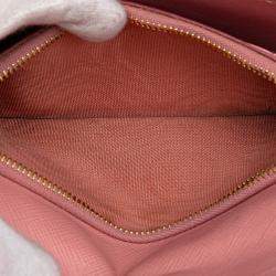 Pre Owned Prada Pink Saffiano Lux Wallet on Chain