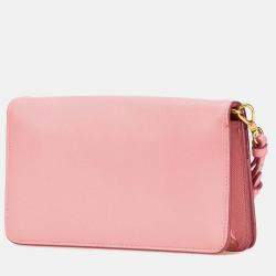 Pre Owned Prada Pink Saffiano Lux Wallet on Chain