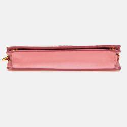Pre Owned Prada Pink Saffiano Lux Wallet on Chain