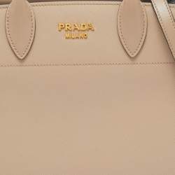 Pre Owned Prada Beige Saffiano Cuir Leather Bibliotheque Tote