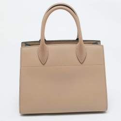 Pre Owned Prada Beige Saffiano Cuir Leather Bibliotheque Tote