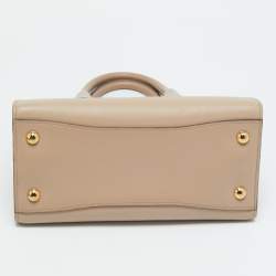 Pre Owned Prada Beige Saffiano Cuir Leather Bibliotheque Tote