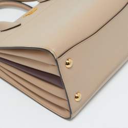 Pre Owned Prada Beige Saffiano Cuir Leather Bibliotheque Tote