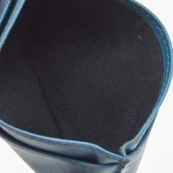 Pre Owned Prada Blue Saffiano Leather Logo Card Holder
