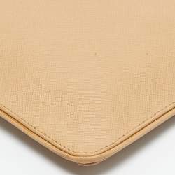 Pre Owned Prada Beige Saffiano Lux Leather Slim Pochette Bag
