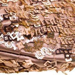 Pre Owned Prada Blush Pink/Bronze Satin Sequin Embellished Shoulder Bag