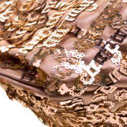 Pre Owned Prada Blush Pink/Bronze Satin Sequin Embellished Shoulder Bag