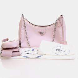 Pre Owned Prada Re-Edition 2005 Pink Nylon Shoulder Bag