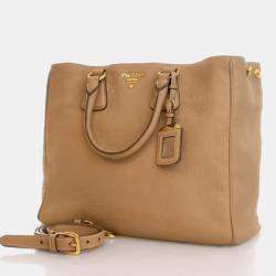 Pre Owned Prada Large Beige Calfskin Vitello Daino Tote Bag