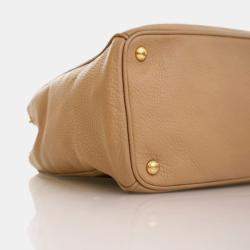 Pre Owned Prada Large Beige Calfskin Vitello Daino Tote Bag