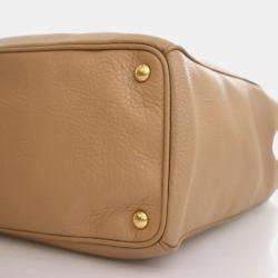 Pre Owned Prada Large Beige Calfskin Vitello Daino Tote Bag