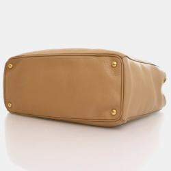 Pre Owned Prada Large Beige Calfskin Vitello Daino Tote Bag
