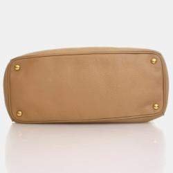 Pre Owned Prada Large Beige Calfskin Vitello Daino Tote Bag