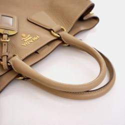 Pre Owned Prada Large Beige Calfskin Vitello Daino Tote Bag