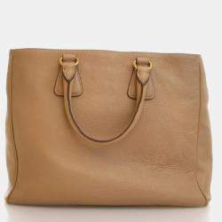 Pre Owned Prada Large Beige Calfskin Vitello Daino Tote Bag