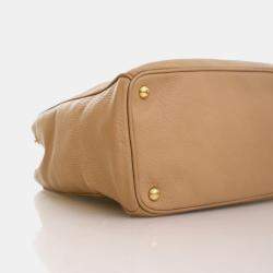 Pre Owned Prada Large Beige Calfskin Vitello Daino Tote Bag